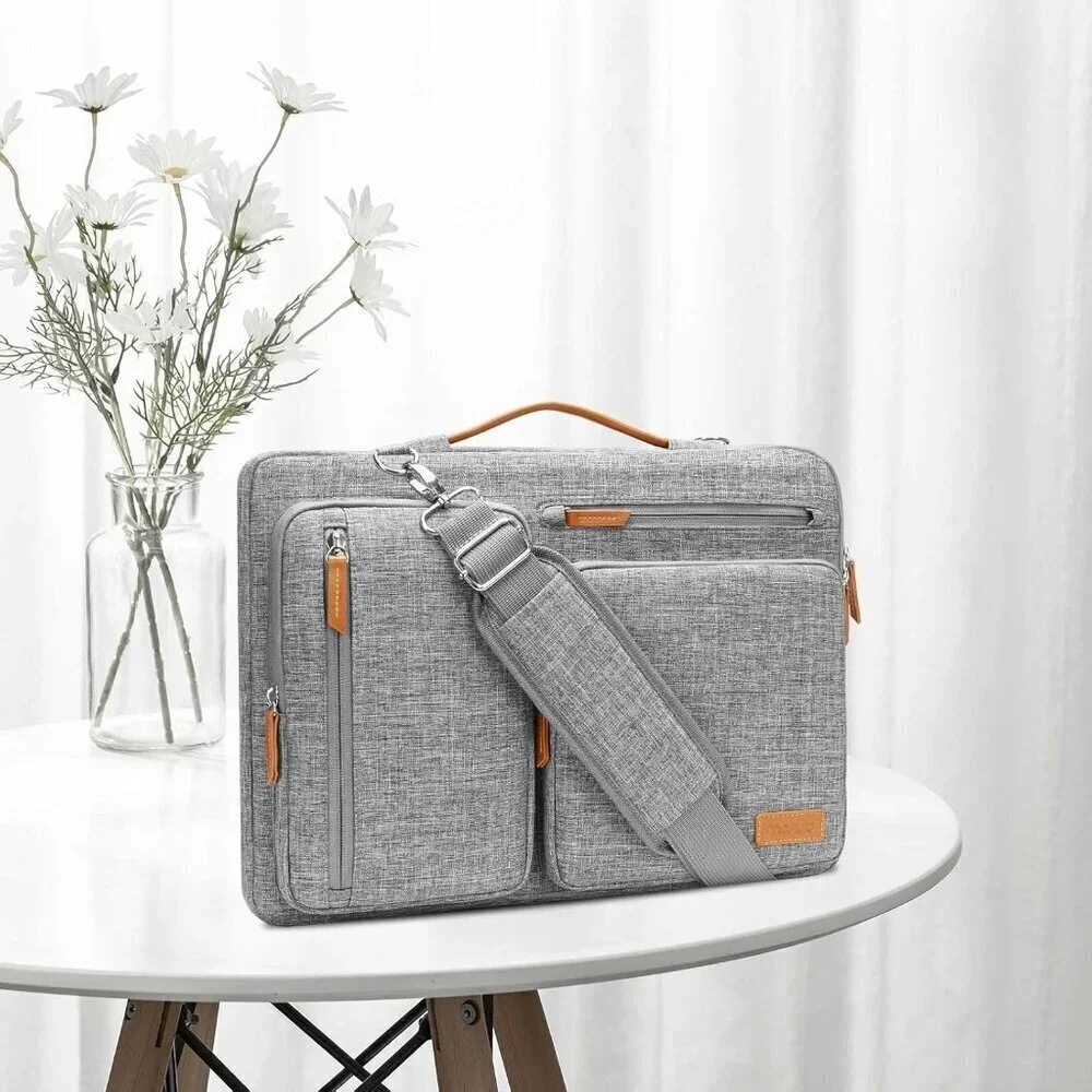 ✨Men Grey Shoulder Bag Computer Bag Compatible with MacBook Messenger Bag